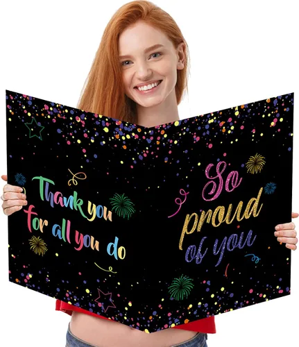 Miniatura 16 de Idealmuzik Tarjeta Jumbo de Feliz 10º Aniversario – Tarjeta de Felicitación de Congratulaciones Grande Plegada de 14x22 Pulgadas con Sobre, Tarjeta