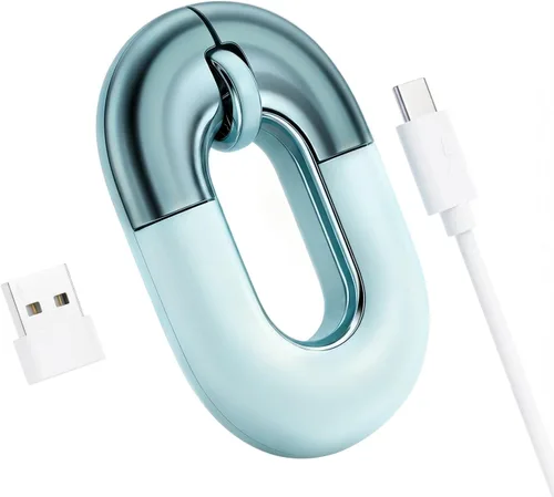 Miniatura 11 de Ratón de viaje azul inalámbrico para ordenador portátil. Ratón silencioso Bluetooth Ratones de donut lindos portátiles recargables modo dual