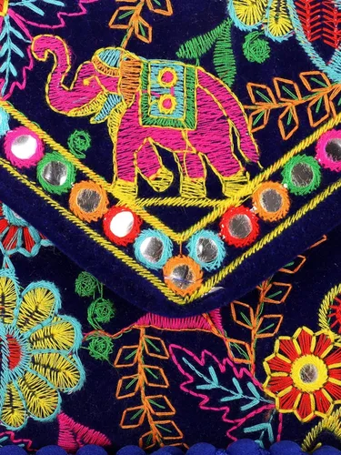 Miniatura 3 de Rajasthani tradicional bordado elefante ilustraciones gran tamaño bolso