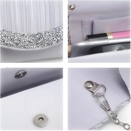 Miniatura 35 de Dasein Bolsos de mano para mujer, bolsos de noche formales con diamantes de imitación para boda, fiesta, baile de graduación, bolso elegante