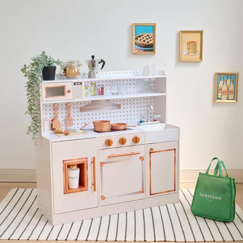 Miniatura 10 de Teamson Kids Cocina de madera para niños pequeños con accesorios, juego de cocina de simulación para niños a partir de 3 años, juego de cocina
