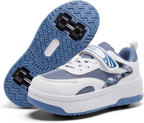 Miniatura 9 de Patines de verano con malla transpirable de 4 ruedas para niños, zapatos con ruedas para niños y niñas, zapatillas deportivas elegantes, duraderas