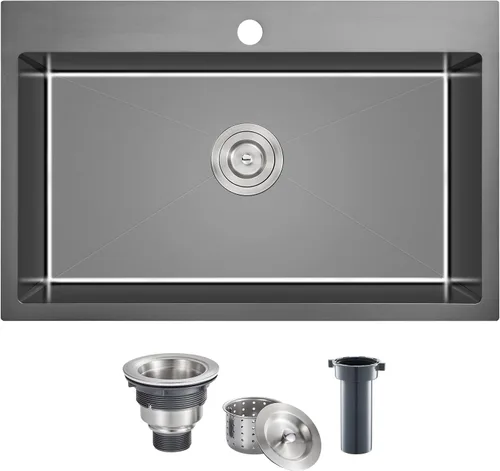 Miniatura 19 de Fregadero empotrable de cocina de 20 pulgadas, TSIBOMU Fregadero de cocina pequeño de acero inoxidable de un solo compartimento níquel cepillado