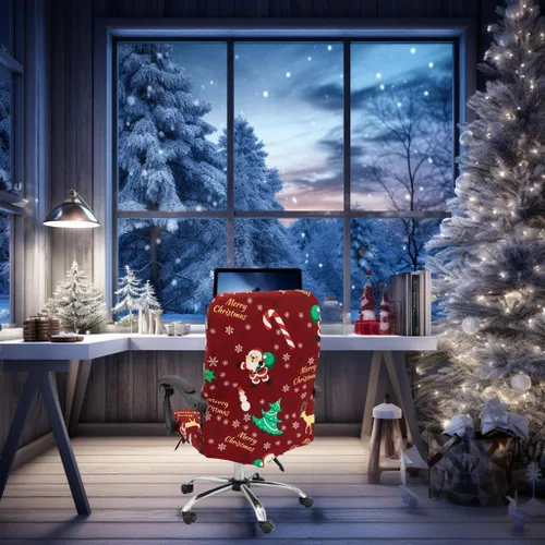 Miniatura 6 de Fundas navideñas para silla de oficina, funda protectora universal elástica para silla de jefe de respaldo alto moderno y sencillo (XMAS01, L)
