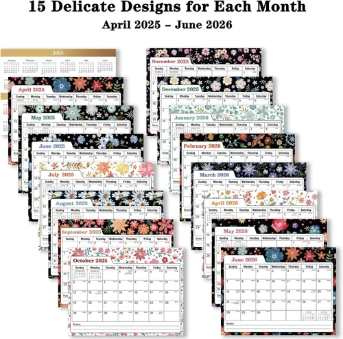 Miniatura 2 de Calendario de escritorio pequeño 2026-2027, calendario de escritorio 2026 de pie, de abril de 2026 a junio de 2027, 8 x 6 pulgadas, calendario