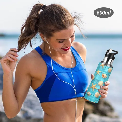 Miniatura 6 de Seashells Stainless Steel Water Bottle 32 Oz, BPA-Free Sport Water Bottle Insulated Leakproof Water Bottles