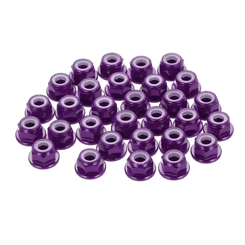 Miniatura 18 de MECCANIXITY 30 piezas de tuercas de bloqueo de aleación de aluminio M5 con paso de 0.8 mm, tuercas hexagonales con brida de nylon con rosca dentada