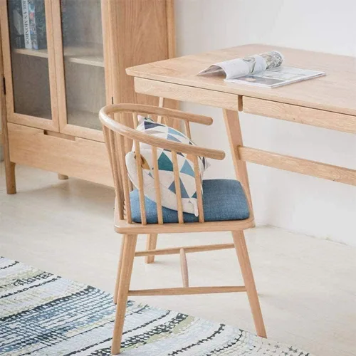 Miniatura 2 de Ocio Silla de madera maciza Mesa de comedor y silla Combinación Hotel Reposabrazos Respaldo Silla Silla de oficina Silla de escritorio (D)