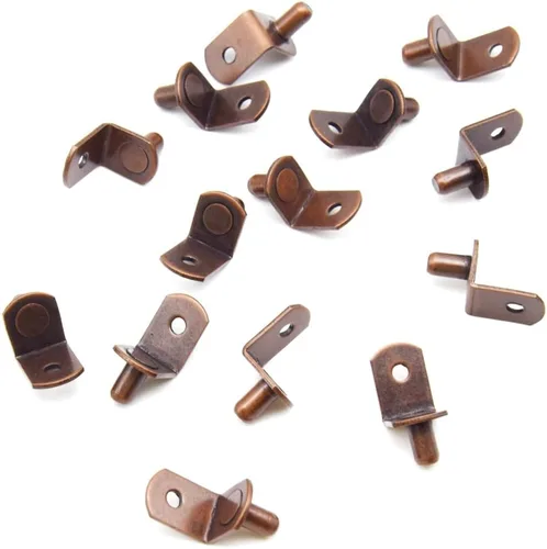 Miniatura 5 de 50 clavijas de soporte para estantes con funda de goma, soportes de estante de vidrio para muebles, clavijas para estantes (bronce rojo/L)