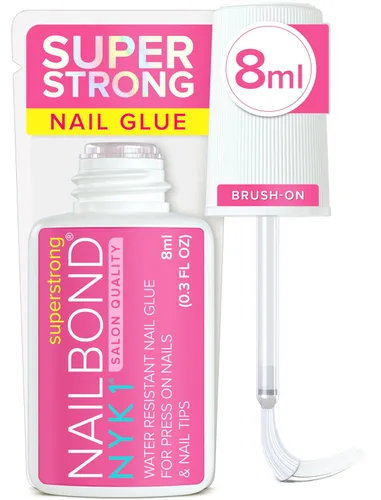 Pegamento de uñas súper fuerte para uñas postizas a presión, puntas de uñas y uñas postizas acrílicas (8ml) NYK1 NailBond Pegamento con pincel para