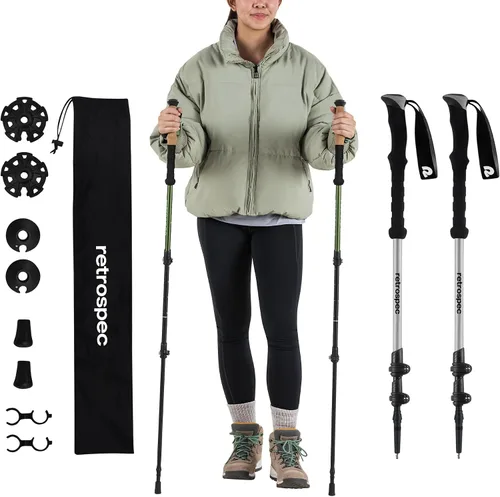 Miniatura 12 de Retrospec Solstice - Bastones de senderismo para hombres y mujeres, ajustables y plegables, ligeros, para caminar y trekking, aluminio con agarre