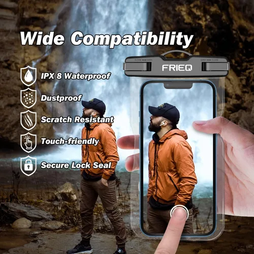 Miniatura 5 de Bolsa impermeable para teléfono, paquete de 2, funda impermeable universal IPX8, bolsa seca con cordón para iPhone 14/13/12/11 Pro Max, Samsung