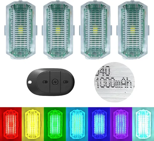 Miniatura 10 de Luces LED estroboscópicas inalámbricas, 1 unidad, advertencia de emergencia RGB, recargable por USB, 7 colores, 30 modos de flash, batería de 1000