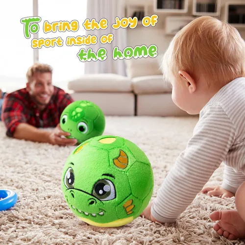 Miniatura 7 de VangeBow Pelotas de fútbol silenciosas para interiores para niños pequeños de 1 a 3 años, pelota de fútbol inflable de felpa suave para bebés