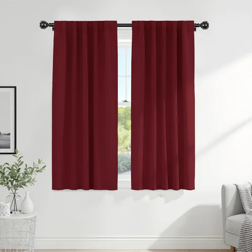 Miniatura 11 de PONY DANCE Cortinas cortas con aislamiento térmico para ventana pequeña, para guardería, baño, cocina, lavandería, caravana, sótano, 29 pulgadas
