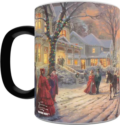 Miniatura 3 de Morphing Mugs Thomas Kinkade - Una Navidad victoriana - Una taza de cerámica sensible al calor que cambia de color de 11 onzas – Imagen revelada