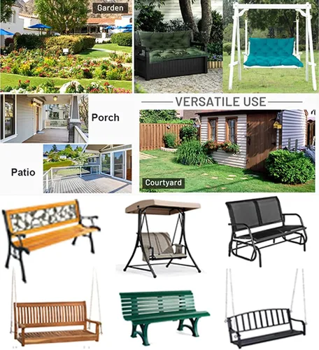 Miniatura 8 de Cojines de repuesto para columpio al aire libre, 2 o 3 plazas con respaldo, lavables con respaldo, jardín, patio, balcón, interior, cojín de banco