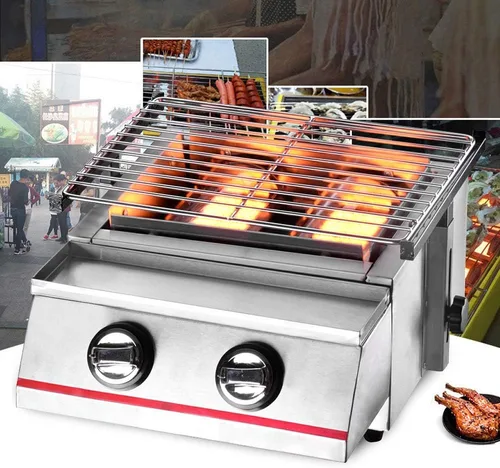 Miniatura 4 de Parrilla de mesa portátil de gas de 2 quemadores, barbacoas de gas LPG, parrilla de mesa antiadherente, parrilla de gas para fiestas, barbacoas