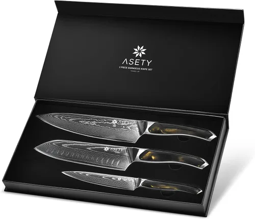 Miniatura 9 de Juego de cuchillos de Damasco 3 piezas: juego de cuchillos de chef profesional ultra afilados, cuchillos de cocina japoneses con núcleo de acero
