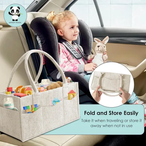 Miniatura 7 de HIPHOP PANDA Paquete de 2 organizadores de pañales – Contenedor de almacenamiento de guardería y organizador de coche para pañales, toallitas