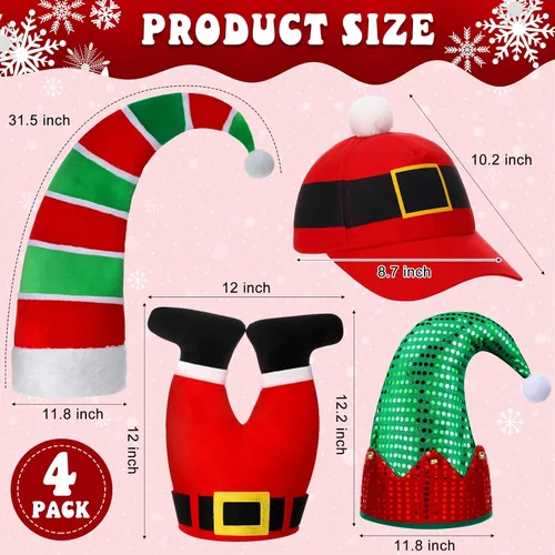 Miniatura 2 de Syhood Sombreros de Navidad, gorro de árbol de Navidad de Papá Noel para fiesta, disfraz de vacaciones para adultos