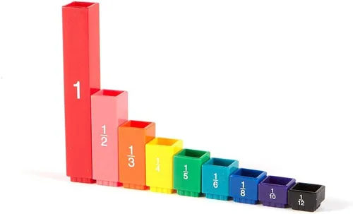 Miniatura 8 de Hand2mind - Juego de cubos de torre de arcoíris de fracciones, equivalencia de fracciones, materiales de bloques matemáticos Montessori para niños