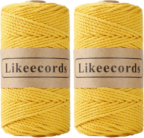 Miniatura 19 de Likeecords Cordón de algodón para macramé de 3mm x 100 metros, hilo torcido de 3 hebras, cuerda de macramé, hilo de algodón para macramé, cuerda
