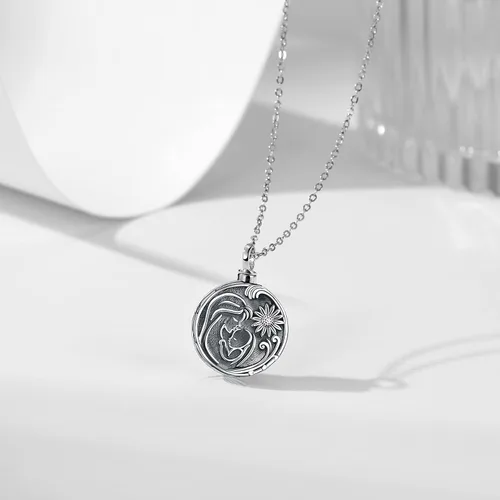 Miniatura 88 de Collar con colgante de urna de cenizas de cremación y árbol de la vida para mujer, plata de ley US1