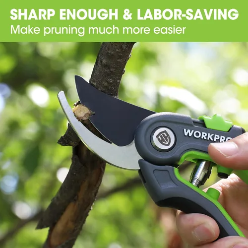 Miniatura 6 de WORKPRO Tijeras de podar de derivación, podadora manual de jardinería de acero inoxidable de 8 pulgadas, tijeras profesionales para recortar jardín