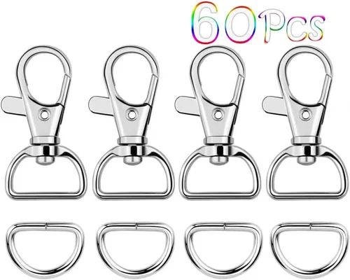 Miniatura 8 de Paxcoo 60 ganchos giratorios y anillos en D para cordones y proyectos de costura (1 pulgada de ancho interior)