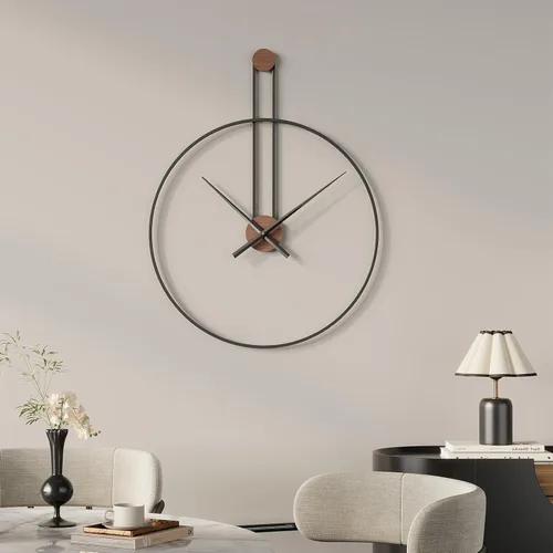 Miniatura 11 de Reloj de pared negro de 16 pulgadas decorativo, moderno reloj de metal para sala de estar, funciona con pilas, silencioso, sin tictac, números