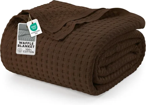 Miniatura 12 de Utopia Bedding Manta de punto gofre de 100 % algodón, tamaño grande para cama, ligera, transpirable, suave y acogedora, regalos para mujeres Blanco