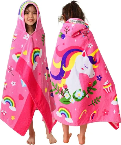 Miniatura 39 de VOOVA & MOVAS Toalla de playa con capucha para niños de 3 a 8 años, 30 x 50 pulgadas, suave, gruesa, grande, 100% algodón, absorbente para playa