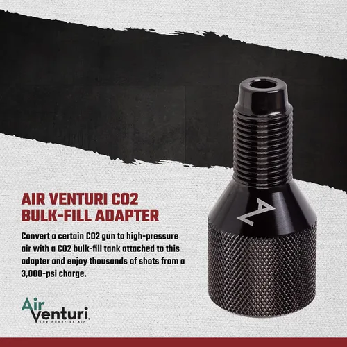 Miniatura 2 de Air Venturi Adaptador de llenado a granel de CO2, adaptador de tanque de CO2, adaptador de tanque de aire BB Gun, negro
