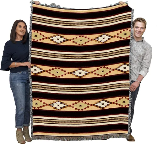Miniatura 12 de Pure Country Weavers Antelope Ridge Earth - Manta inspirada en los nativos americanos del suroeste, manta de tapiz de regalo tejida de algodón