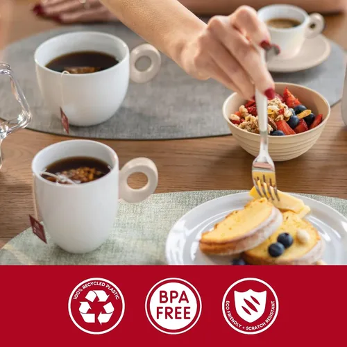 Miniatura 6 de Guzzini Taza diaria con asa, juego de 4 (verde ácido), porcelana y plástico, apta para microondas y lavavajillas, sin BPA, novedosa taza de café