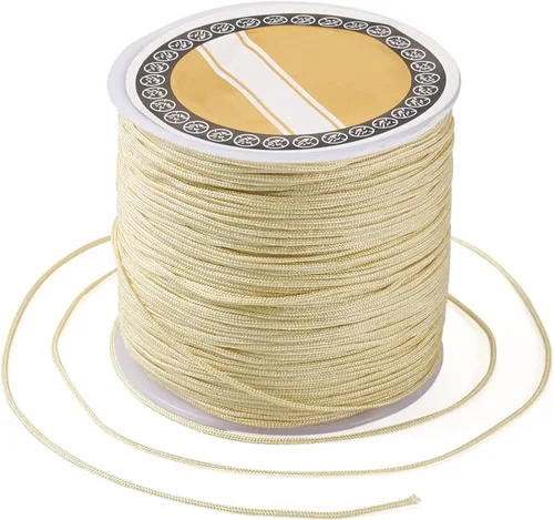 Miniatura 11 de Pandahall - Cordón de nailon para joyería de 109 yardas, cuerda de anudación china de hilo de macramé para joyería Kumihimo (vara dorada)