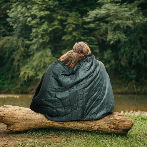 Miniatura 7 de Manta de Camping al Aire Libre con Forro Sherpa, Manta de Campamento Extra Cálida y Gruesa y Poncho Ultraligero y Esponjoso DWR para Clima Frío