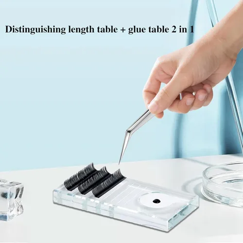 Miniatura 2 de Paquete de 2 bandejas de pestañas de cristal para extensiones de pestañas, azulejos adhesivos transparentes para extensiones de pestañas, bandejas