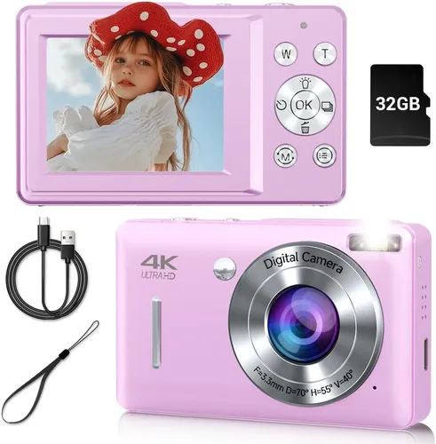 Miniatura 8 de Cámara digital, cámara compacta de 44 MP, cámaras digitales FHD 1080P para apuntar y disparar con zoom de 16X, detección facial, captura de Negro