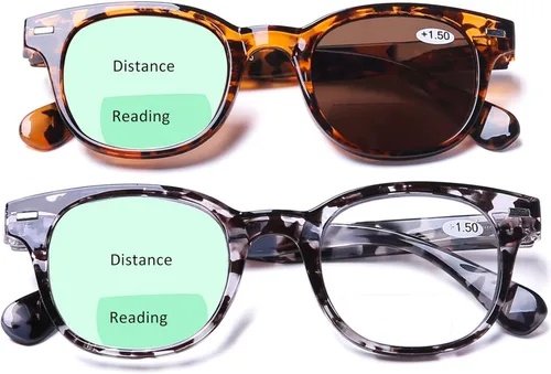 AQWANO Lentes de lectura bifocales con estilo de moda, protección anti UV400, lectores de calidad ligera, bisagra de resorte bifocales, para hombres