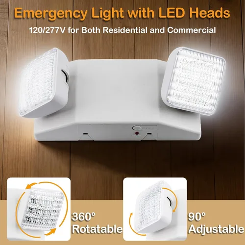 Miniatura 2 de LIT-PaTH Accesorios de iluminación LED de emergencia con 2 cabezales LED y baterías de respaldo, luz de salida estándar de EE. UU., calificada por