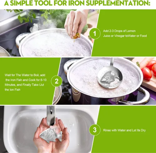 Miniatura 6 de Herramienta de cocina de hierro con pescado para añadir suplemento de hierro original a alimentos y agua, herramienta de suplemento de hierro