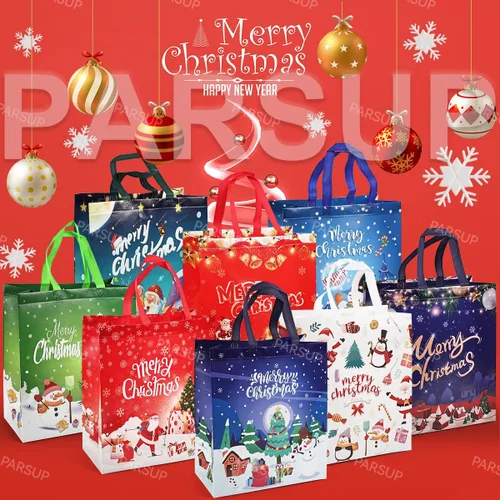 Miniatura 4 de PARSUP 16 bolsas grandes de regalo de Navidad, bolsas de mano con asas, bolsas de regalo de Navidad, bolsas de Navidad multifuncionales no tejidas