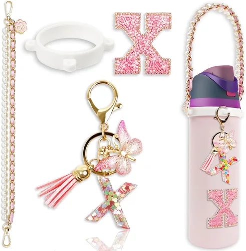 Miniatura 66 de Letter Handle Strap Accessories with Cute Initial Charm Compatible with Owala Water Bottle 24oz 32oz 40oz Owala Kids Púrpura