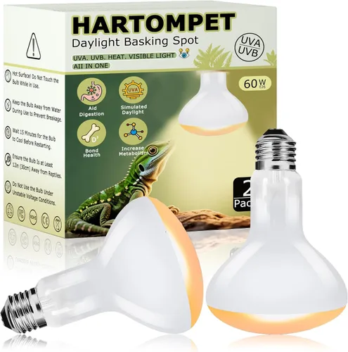 Bombillas de lámpara de calor de reptiles de 60 W, luz de punto de calentamiento UVA de 2.5 pulgadas para dragón barbudo, lagarto, tortuga, pollitos