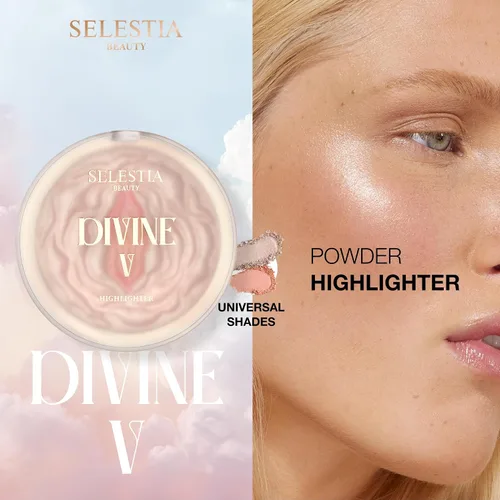 Miniatura 2 de SELESTIA BEAUTY Maquillaje iluminador en polvo – Divine V – Brillo radiante para todos los tonos de piel, fácil de aplicar, 0.53 oz
