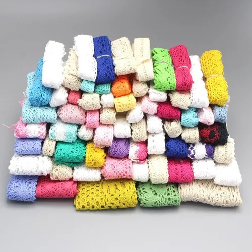Cinta de algodón con borla de encaje para costura, colores y tamaños aleatorios, para ropa DIY, vestidos, accesorios de vestimenta, manualidades, 12