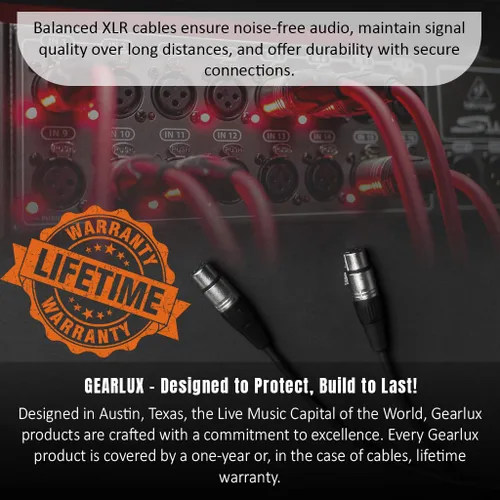 Miniatura 7 de Gearlux – Cable de micrófono XLR, completamente balanceado, macho a hembra, 25 pies - Paquete de 3