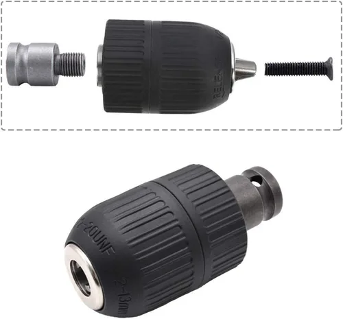 Miniatura 9 de Portabrocas sin llave de 2-13 mm, adaptador de conversión de cambio rápido con 1/2 pulgada de rosca 20UNF, adaptador hembra cuadrado de 12,7 mm